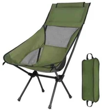 Lightweight Folding High Back Camping Chair with Green Highback
