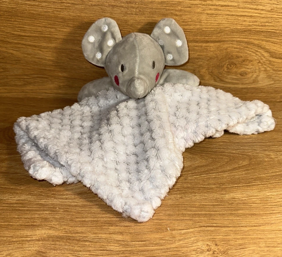 Manta de seguridad para bebé de felpa gris elefante Lovey mejillas rosas suaves  Foto 2 de 4