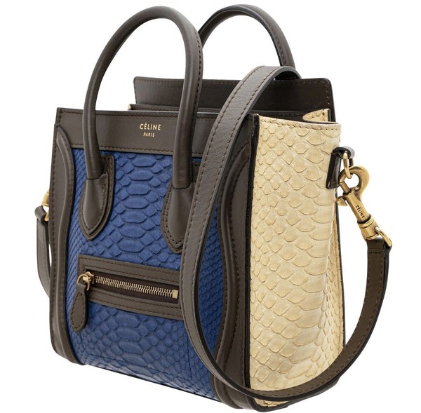 Céline Tricolor Python and Leather Nano Luggage Tote - in Python - Authentic