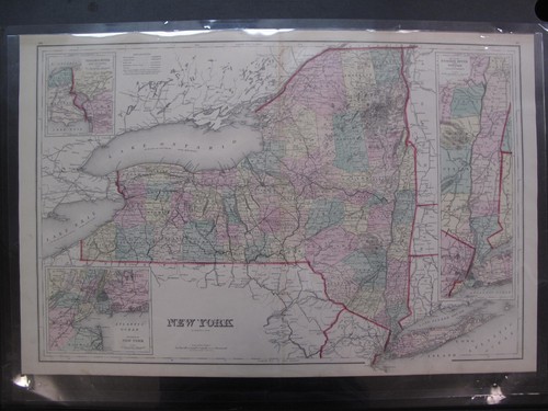 Frank Gray Antique Hand Colored Map New York Counties Syracuse Rochester 1875