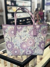 NWT Coach City Tote Bag With Floral Print CBG78-Ivory Purple Multi