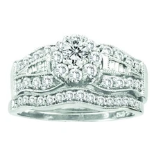 14k White Gold Womens Diamond Bridal Engagement Ring Band Set 1.00 ctw 46743