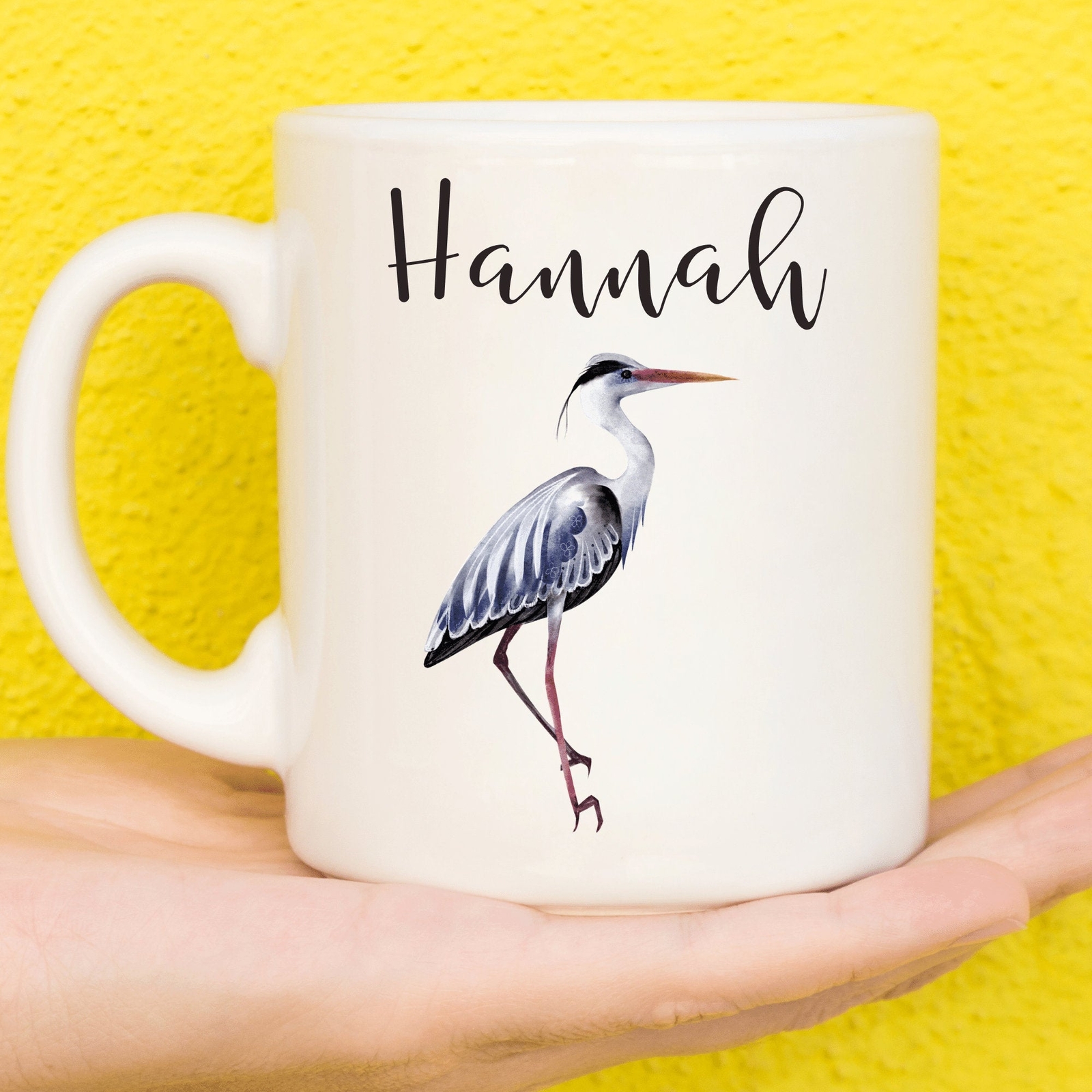 Herron Mug Herron Gift For Nature Lovers Personalised Herron Mug Bird Gifts