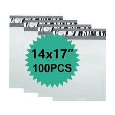 100 Poly 14x17 White Poly Mailers Shipping Envelopes Mailing Bags 2.5 Mil