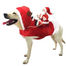 Christmas Gift Dog Cat Outfit Cute Santa Ride Costume Clothes Pet Fancy Dress