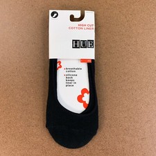 HUE Women's One Size Black High Cut Cotton Liner Sock NWT