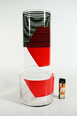 CZECH Novy Bor Glasvase ° Emaille Dekor ° Eva Svestkova Glas ° Memphis Design