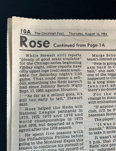 PETE ROSE COMES HOME AND... IS A RED AGAIN Two issues / Enquirer &The Post - Picture 3 of 5