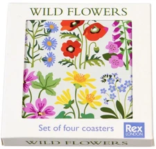 Wild Flowers Coasters Set of 4 - 10cm - Brand New