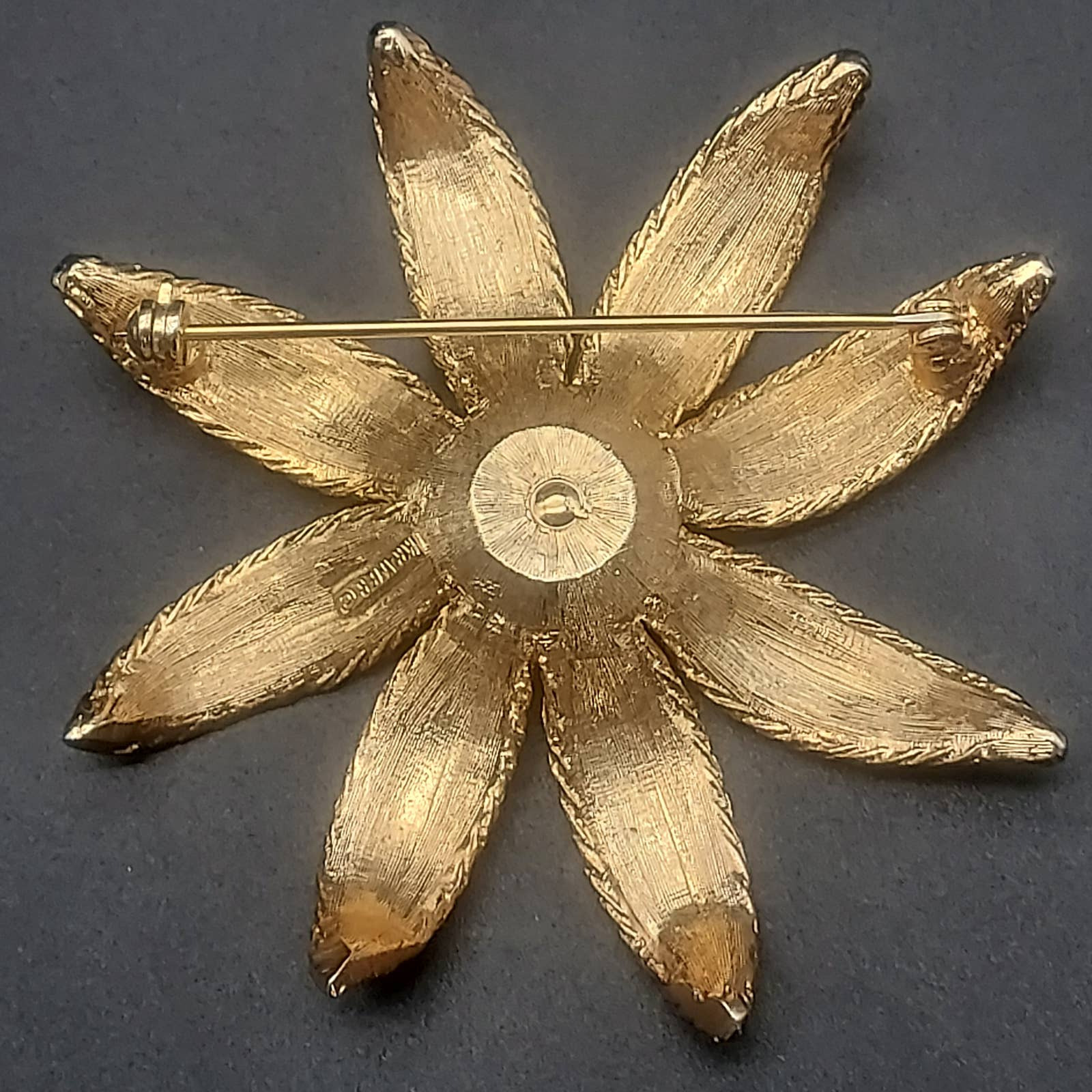 Signed Kramer Gold and Silver Tone Flower Brooch … - image 3