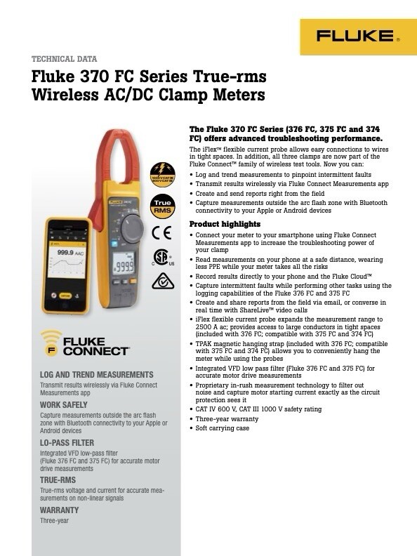Fluke 374 FC 600A 1000V Digital Clamp Meter Good Working Order eBay