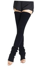 27 or Length Leg Warmers Knit Over the Knee Extra Long 34 Inch A01-black