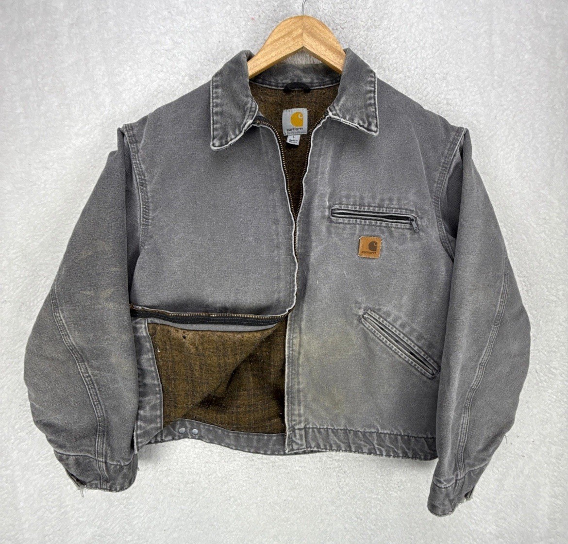 Carhartt Detroit Jacket Blanket Lined Mens Large J97 GVL Gravel Gray