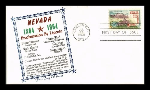 DR JIM STAMPS US COVER NEVADA STATEHOOD CENTENNIAL FDC KHOL KRAFT CACHET