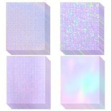 36 Sheets Holographic Sticker Paper, Transparent Holographic Vinyl Laminate F...