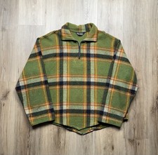 50s Vintage Wool O The West Sea Island Pullover Men  s Large Quarter Zip Plaid
