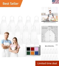 Versatile 12 Pack White Bib Aprons - Unisex Design for Cooking & Grilling