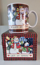 Lang and Wise 12 oz Ceramic Coffee Mug Let It Snow Snowman 1997 Susan Winget