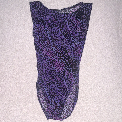 Danskin Girls Purple & Black Patterned Sleeveless Dance Leotard, Size S