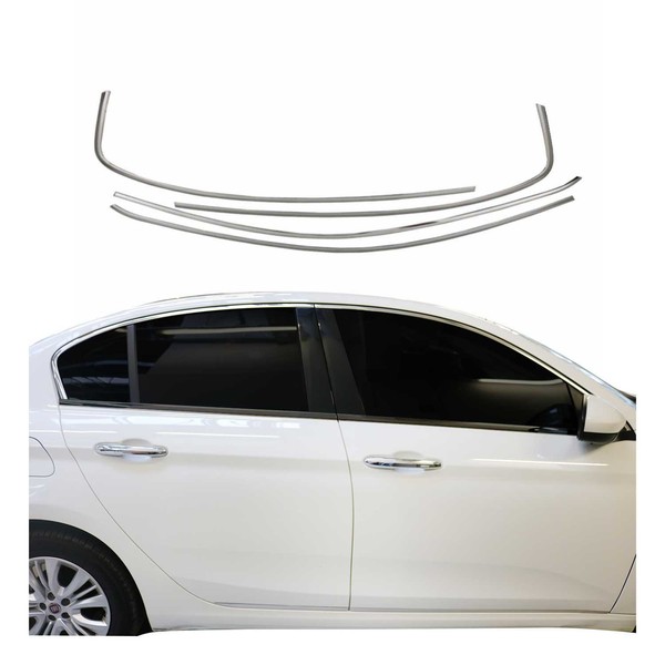 Fensterleisten Zierleisten FüR Fiat Tipo 2015-2026 Oberhalb Edelstahl Chrom 4X-image