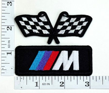 Embroidered 2-Patch Set - Iron-on - Racing- Tour -Checkered Flag - BMW - M Power