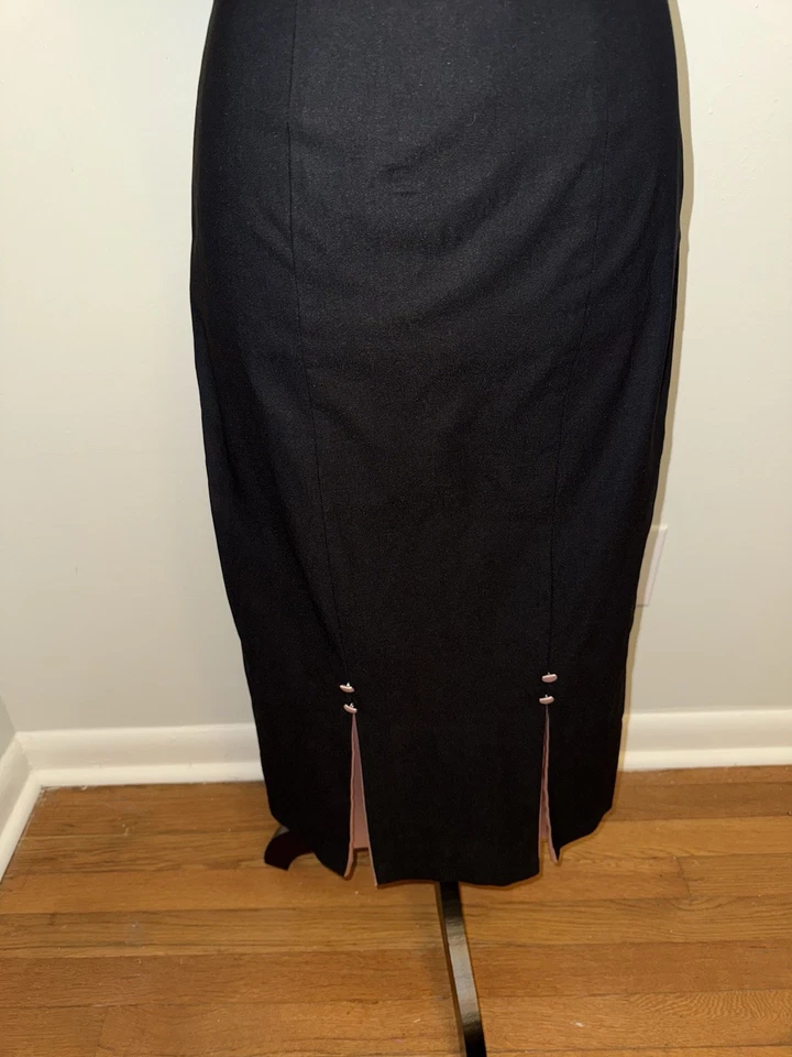 Stop Staring Dress LARGE Black Pink Rockabilly Pin Up Stretch Made USA Maxi Bow - Image 3 of 4
