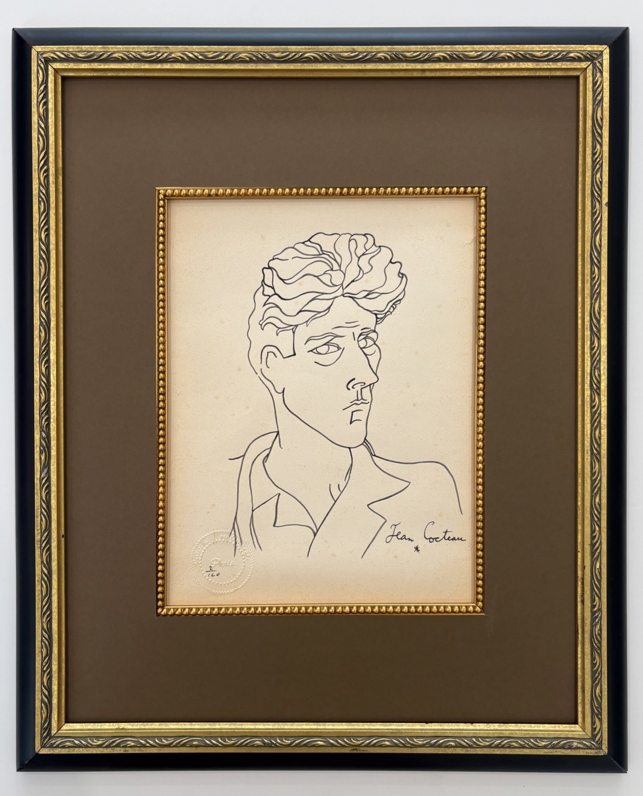 Jean Cocteau Lithograph style of, numbered and signed 1889-1963 Matted & Framed