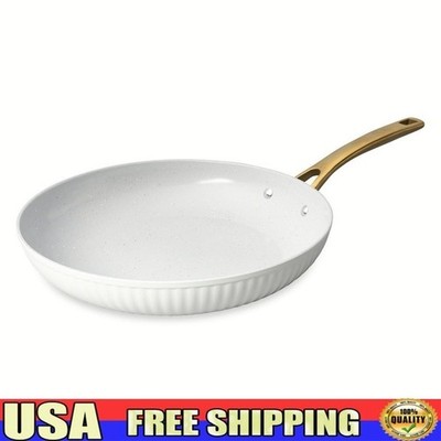 Non-Stick Fry Pan Ceramic Ribbed Induction Safe Easy Cleanup Kitchen Cookware US