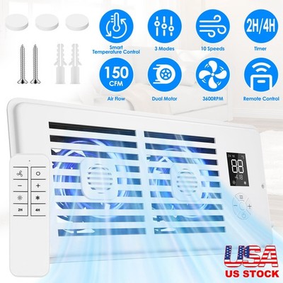 4''x10'' Vent Register Booster Fan Smart Temperature Control LCD Display 150CFM