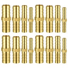 16 PCS Barbed Hose Fittings Copper Barb Splicer Mender, 1/4" 5/16" 3/8" 1/2"