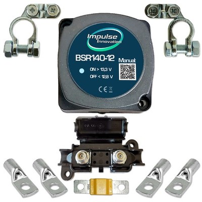 SET BSR Trennrelais 12V/140A + Sicherung + Anschlussverbinder 16mm²  KFZ  Camper