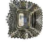 Vintage Smoke Gray Carnival Glass Iridescent Sawtooth Candy Dish Indiana Glass