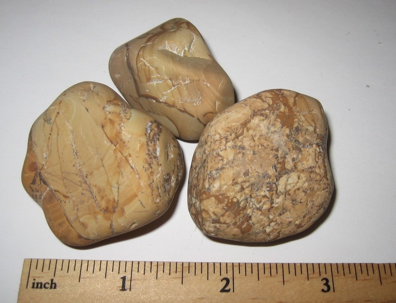 3 BEAUTIFUL TUMBLED POLISHED NATURAL PICTURE JASPER STONE MINERALS ~ 142.2g *5