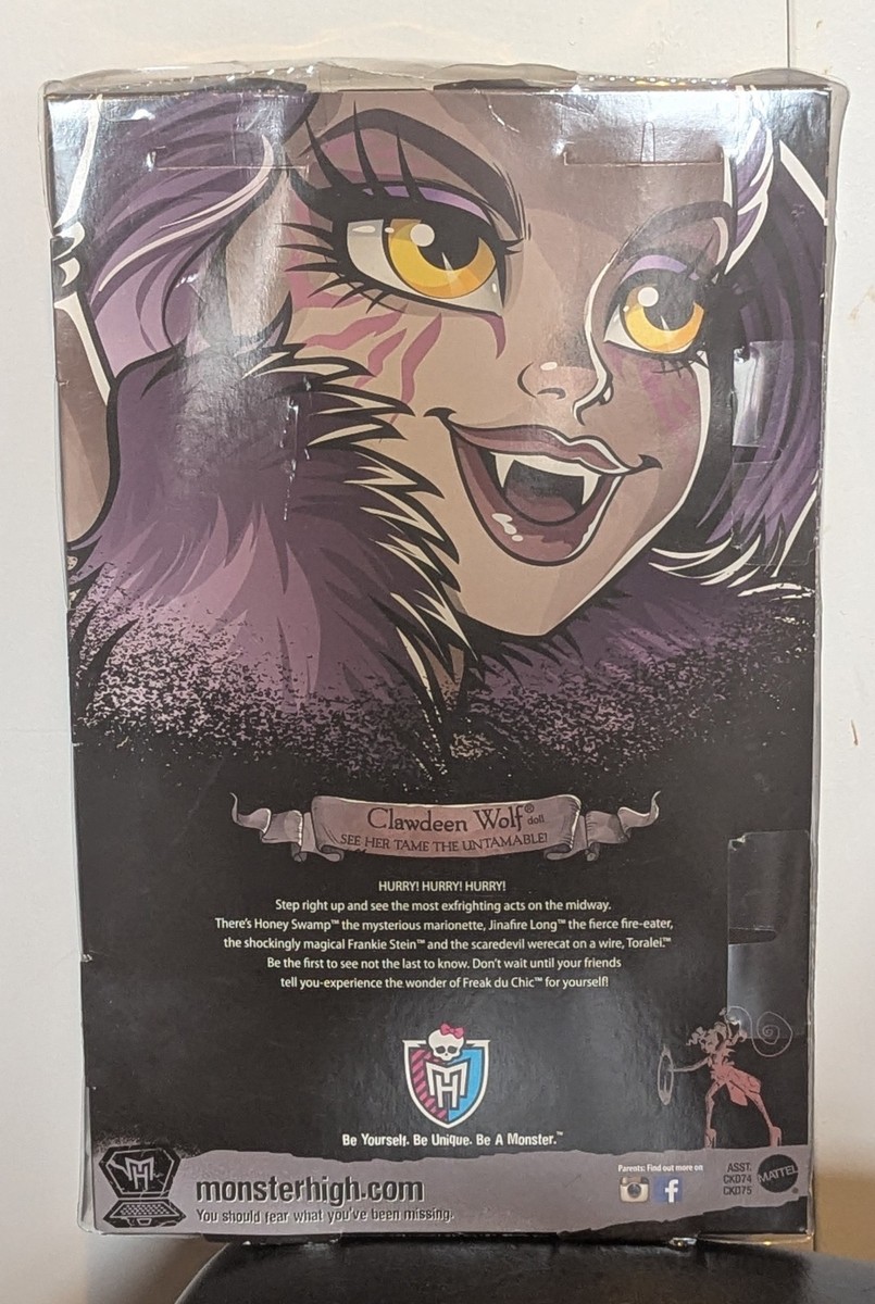 RARE 2014 Clawdeen Wolf Freak Du Chic Monster High Doll Mattel