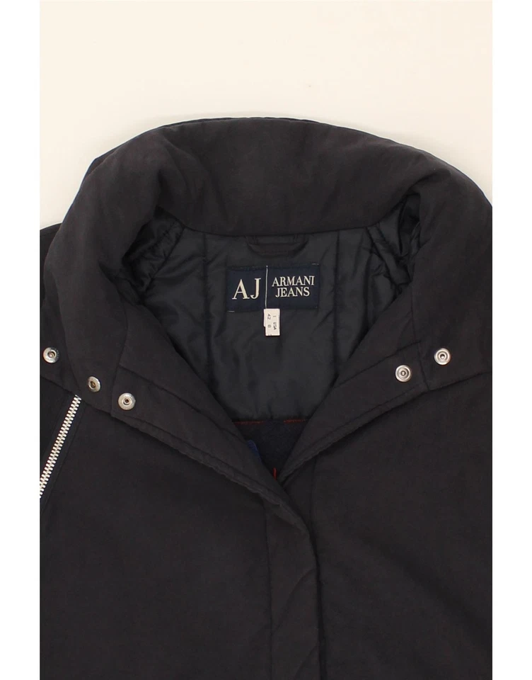 ARMANI Womens Hooded Windbreaker Coat UK 12 Medium Navy Blue Polyamide L201 - Изображение 4 из 4