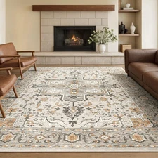 Rugflix 6 * 9 Washable Area Rug for Living Room, Soft Non Slip Low Pile Carpe...