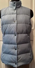 J. Jill Womens Down Puffer Light Blue Full Zip Vest Small Zipper Pockets Preppy