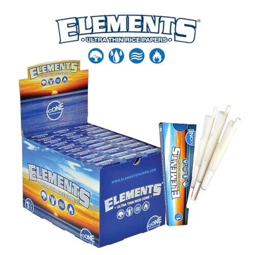 🔥😎ELEMENTS PRE-ROLL CONES 1-1/4 RICE PAPER💥30 PACKS✨6 CONES PER PACK - Picture 1 of 3