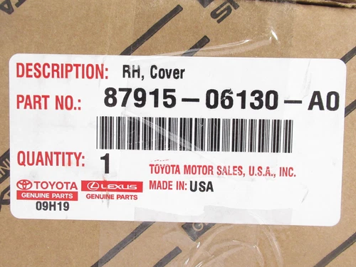 Genuine OEM Toyota 87915-06130-A0 Passenger Side Mirror Cover White 18-20 Camry