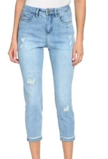 NEW French Dressing Jeans "Olivia" Stretch Denim Cuffed Hem Skinny Jean Capris