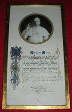 Papst Pius XI. Urkunde mit Siegel & Signatur aus dem Vatikan 1933