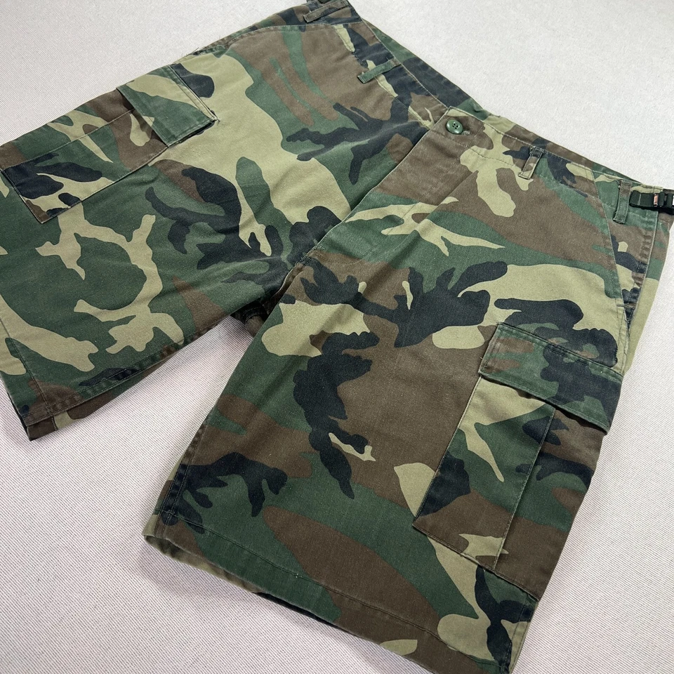 Roth Co B.D.U Military Woodland Camouflage Cargo Shorts Mens Sz (38x9) Army Vet - Image 2 of 4