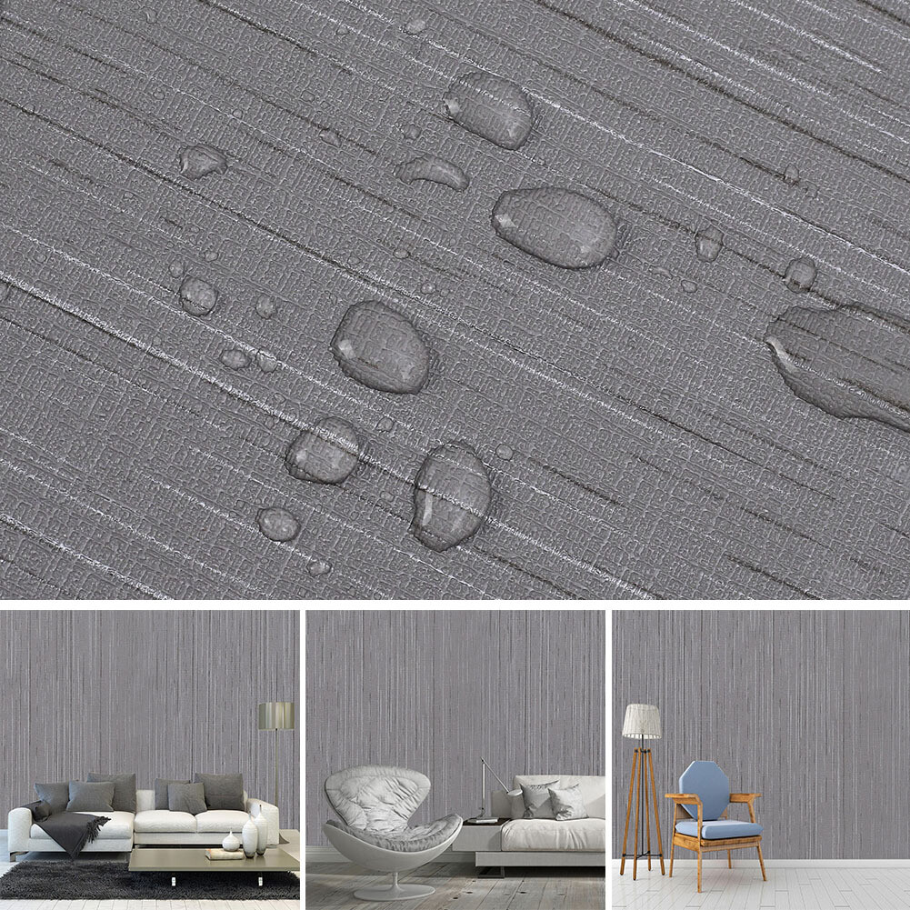 10m Sticky Back Self Adhesive Wallpaper Roll Grey Textured Vinyl Wall