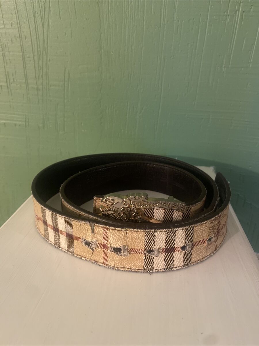 Authentic Burberry Mens Nova Check Beige Leather Belt Size Authentic Burberry Mens Nova Check Beige Leather Belt Size