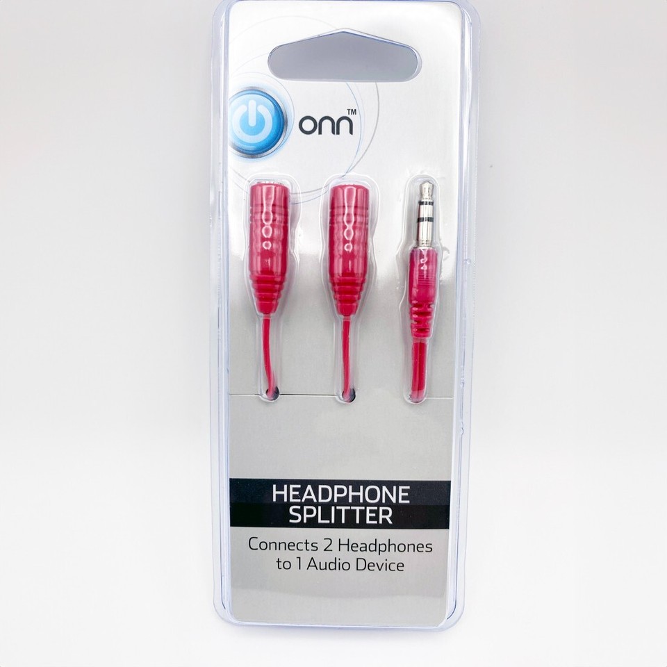 ONN 3.5mm Headphone Splitter Pack of 6 (2 Black, 2 White, 1 Pink and 1 ...
