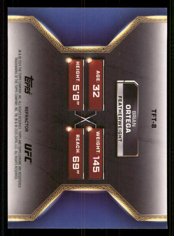 2024 Topps Chrome UFC Tale of the Tape Refractors #TFT8 Brian Ortega - Image 2 of 2