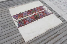 Turkish Kilim Rug 4'2''x4'1'' Handwoven Konya Cicim Kilim 130x126cm Oriental Rug