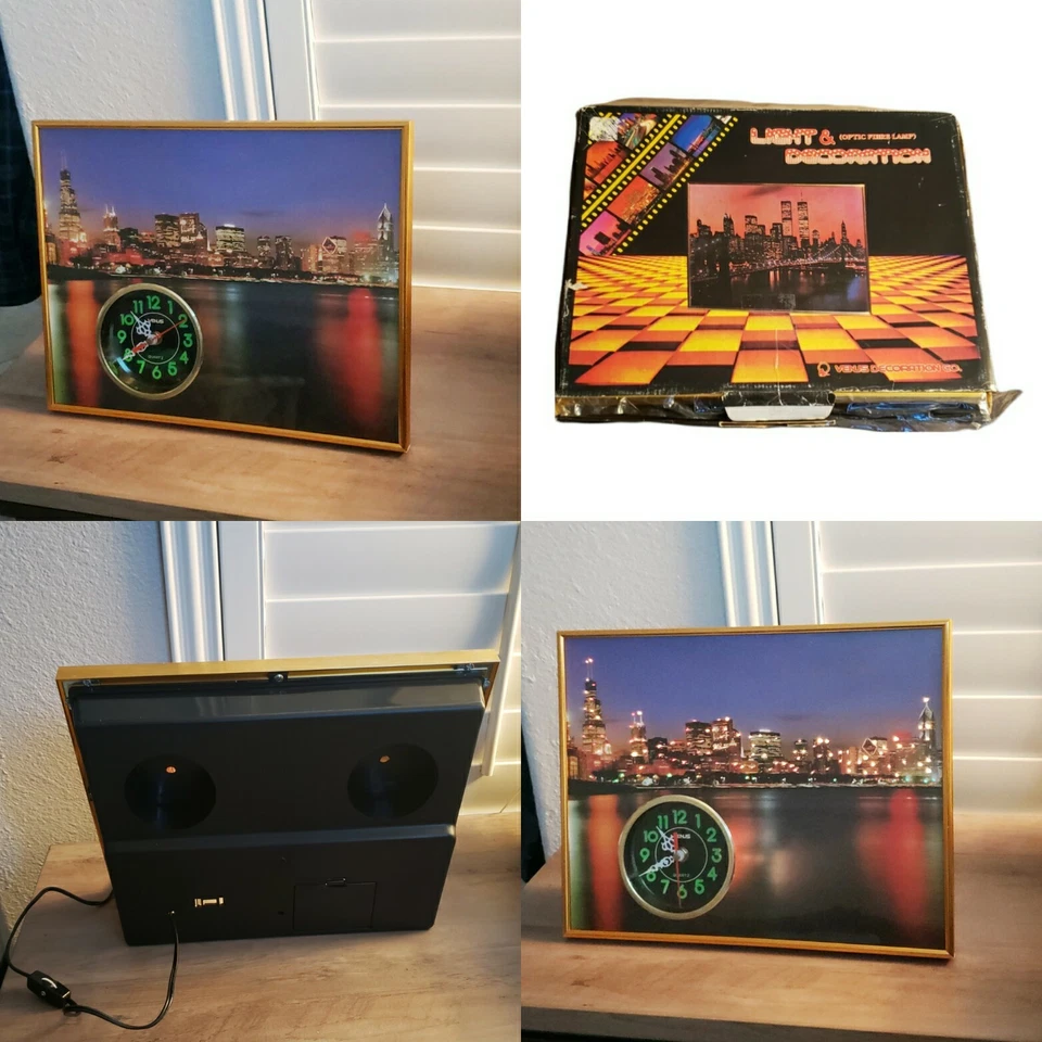 Vintage New York Clock Light & decoration Optic Fibre lamp Venus Quartz Skyline - Image 2 of 4