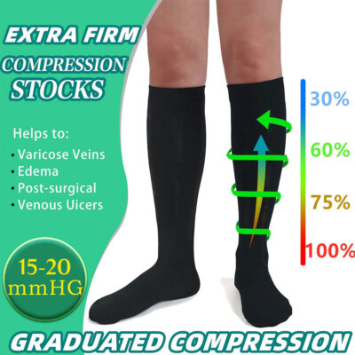 3 Pair Compression socks 15-20 mmgh mercury Socks Hi-Solid Support Stockings USA