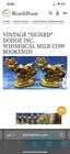 Pair Vintage 1930s Dodge INC Western Bookends Cartoon Cow Bronzed Metal Org Bell — photo 10
